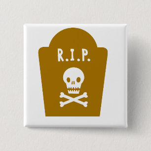 RIP Skull 2 Inch Square Button