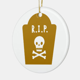 RIP Skull Ceramic Ornament