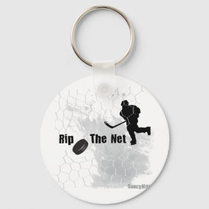 Rip the Net Hockey Keychain
