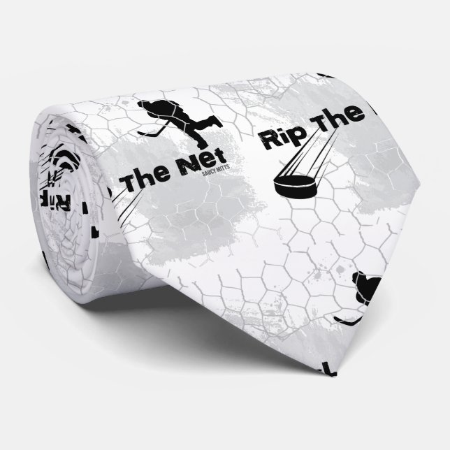 Rip the Net Hockey Player Grey Tie (Rolled)