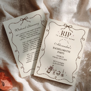 RIP to Her Last Name Brown Bow Invitation