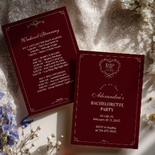 RIP to Her Last Name Burgundy Heart Invitation