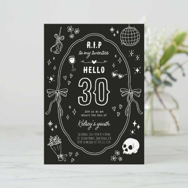 RIP to my 20s Chic Gothic Birthday Invitation (Standing Front)