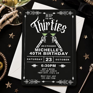 RIP To My 30s Trendy Gothic 40th Birthday Invitation