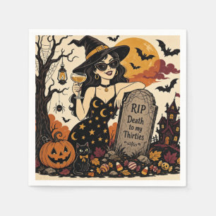 RIP to My Thirties Retro Halloween 40th Birthday  Napkin
