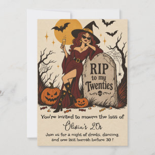 RIP to My Twenties Retro Halloween 30th Birthday  Invitation
