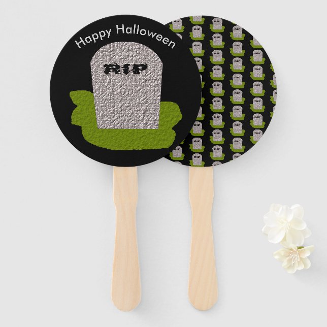 RIP Tombstone Custom Hand Fan (Front and Back)