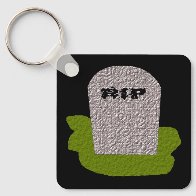 RIP Tombstone Custom Keychain (Front)