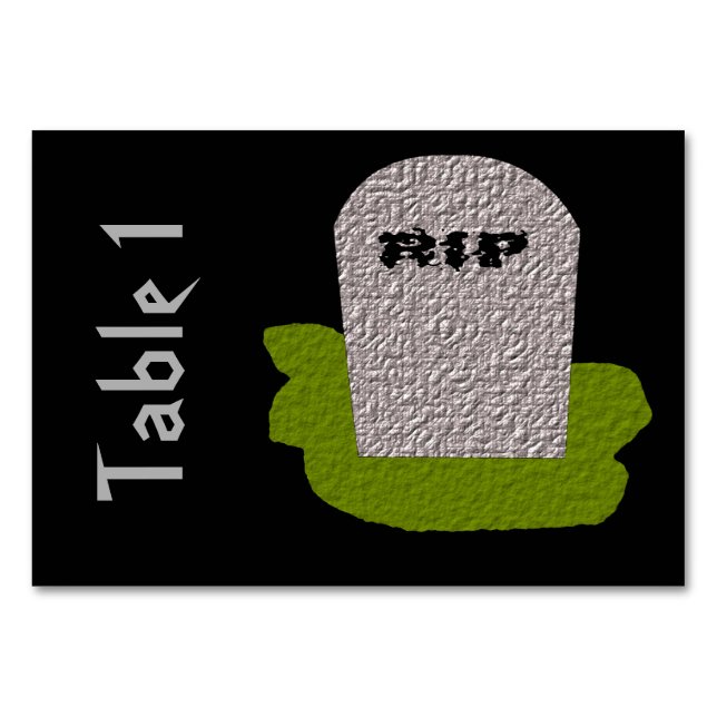 RIP Tombstone Customizable Tablecard Table Number (Front)