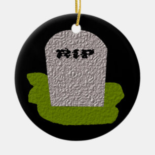 RIP Tombstone Happy Halloween Custom Ceramic Ornament