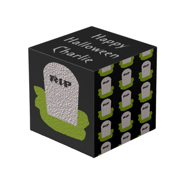 RIP Tombstone Personalized Cube (Front Angled)