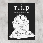 RIP Twenties 20s Funny Death Funeral 30th Birthday Invitation<br><div class="desc">This Funny yet spooky design features a funeral theme with a grave and vintage typography on a black background. Personalize the invite with your details and if you want to further re-arrange the style and placement of the text, please press the "Click to customize further" button. For more products in...</div>