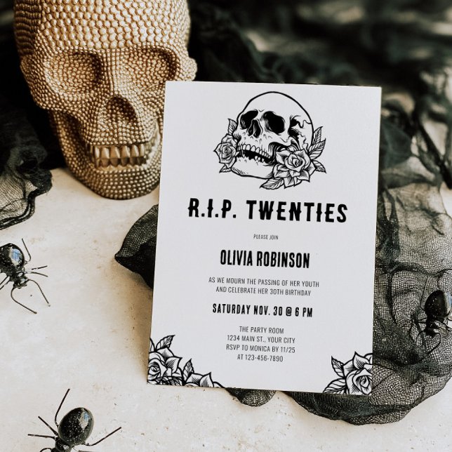 RIP Twenties 30th Birthday Invitation (RIP Twenties Goth Birthday Invite)