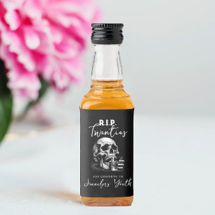 RIP Twenties Whiskey Gothic Skull Birthday Party Liquor Bottle Label