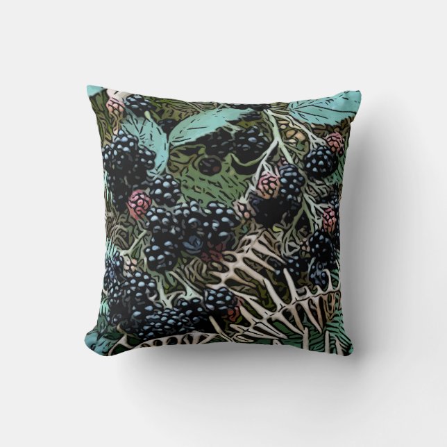 Ripe blackberries throw pillow (Front)