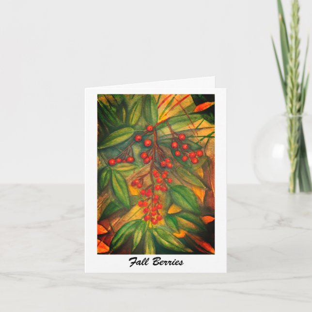 Ripe Bright Red Berris in Fall Card (Front)