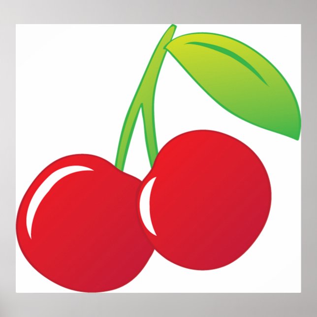 Ripe Bright Red Cherries Poster (Front)