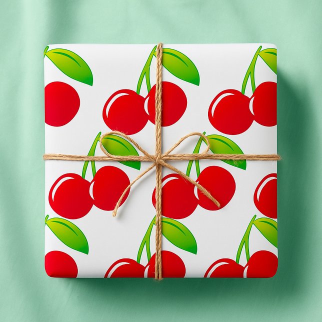 Ripe Bright Red Cherries Wrapping Paper (Creator Uploaded)