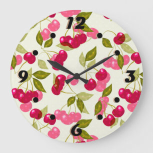 Ripe cherry large clock