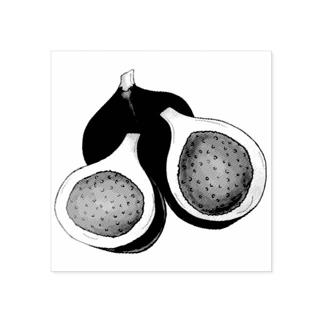 Ripe Fresh Sliced Summer Turkish Figs Fig Tree Rubber Stamp (Imprint)