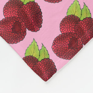 Ripe Fresh Summer Red Raspberries Fruit Berry Fleece Blanket