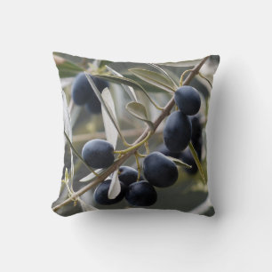 Ripe Olives in Olive Tree Throw Pillow