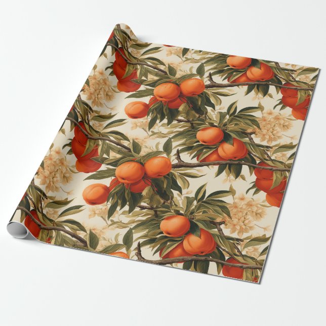 Ripe Orange Branch Wrapping Paper (Unrolled)