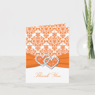 Ripe Orange Damask Thank You Note Card