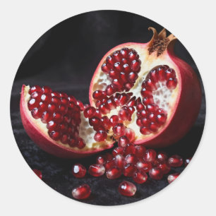 Ripe Pomegranate Seeds Juicy Fruit Dramatic  Classic Round Sticker