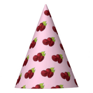 Ripe Raspberry Red Raspberries Berry Fruit Print Party Hat
