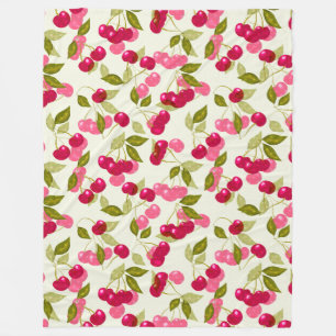 Ripe red cherry . fleece blanket
