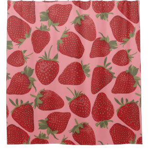 Ripe Red Strawberries on Pink Patterned