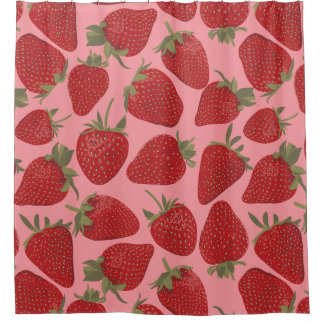 Ripe Red Strawberries on Pink Patterned