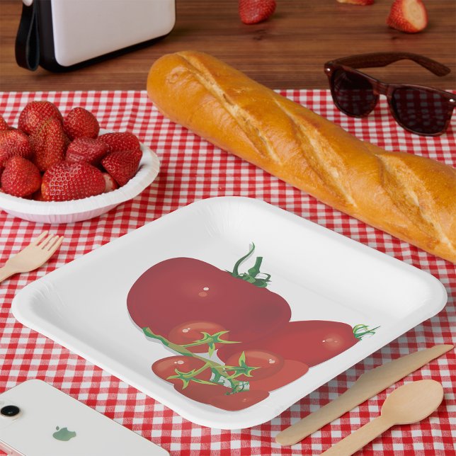 Ripe Red Tomatoes Paper Plate (Creator Uploaded)