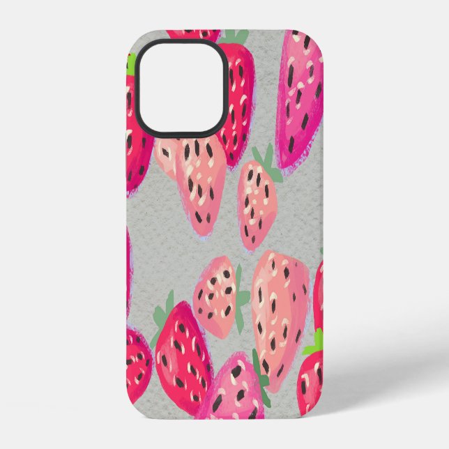 Ripe Strawberry Hand Drawn Texture iPhone Case (Back)