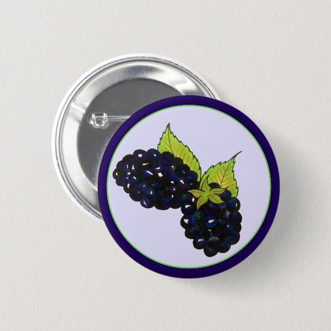 Ripe Summer Blackberries Blackberry Berry Berries 2 Inch Round Button (Front & Back)