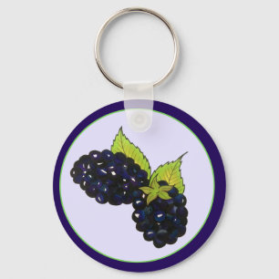 Ripe Summer Blackberries Blackberry Berry Berries Keychain