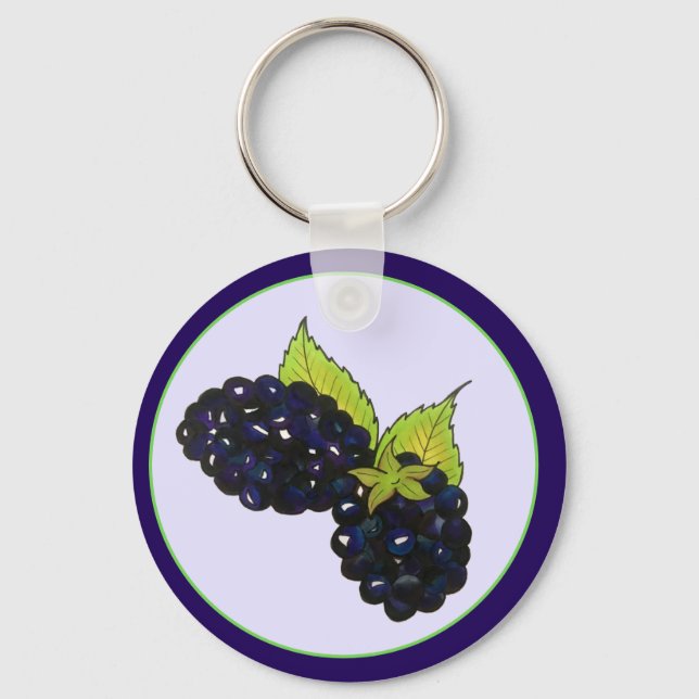 Ripe Summer Blackberries Blackberry Berry Berries Keychain (Front)