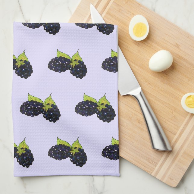 Ripe Summer Blackberries Blackberry Berry Berries Kitchen Towel (Quarter Fold)