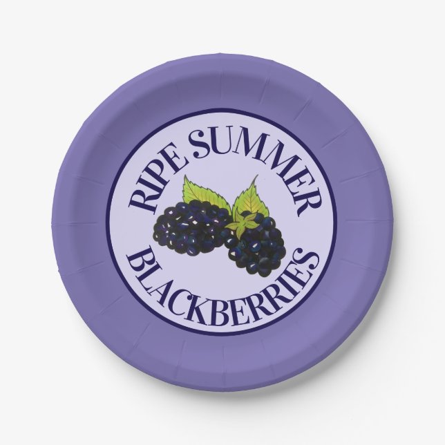 Ripe Summer Blackberries Blackberry Berry Berries Paper Plate (Front)