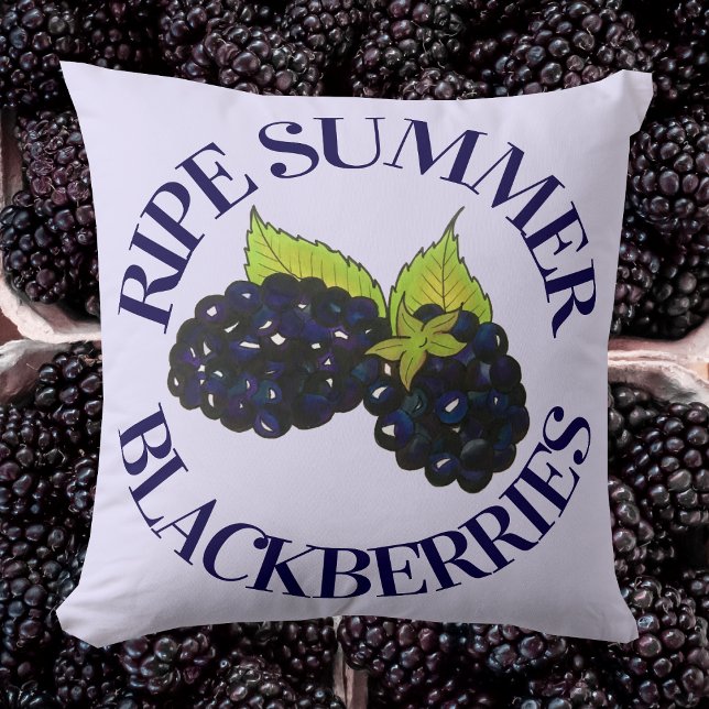 Ripe Summer Blackberries Blackberry Berry Berries Throw Pillow (Blackberry Pillow)
