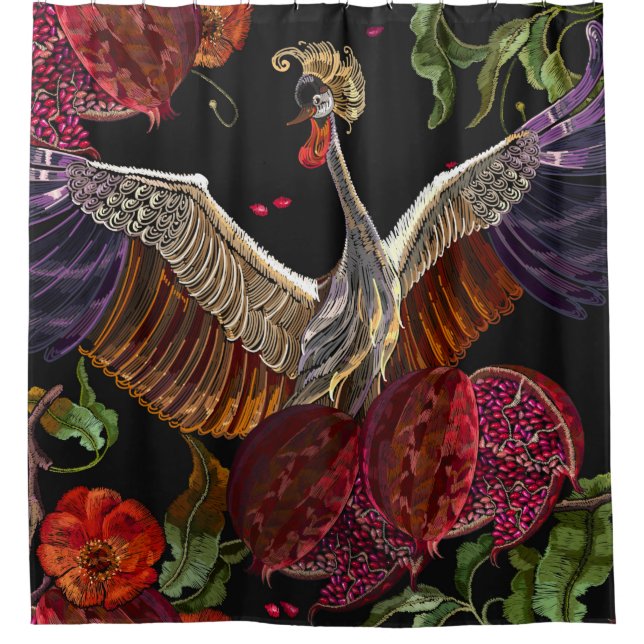 Ripened pomegranate fruits, crane birds and wild r (Front)