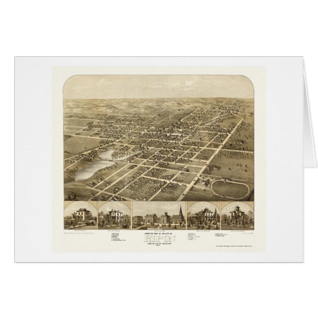 Ripon, carte panoramique de WI - 1867 (Devant horizontal)