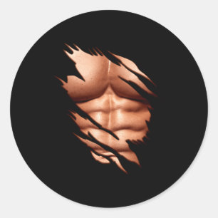 Ripped Abs Clic Funny  Classic Round Sticker