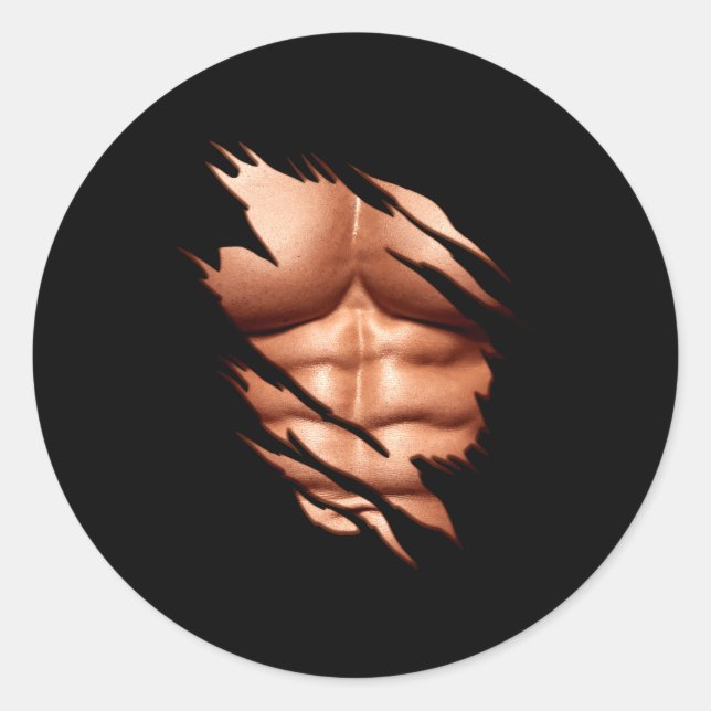 Ripped Abs Clic Funny  Classic Round Sticker (Front)
