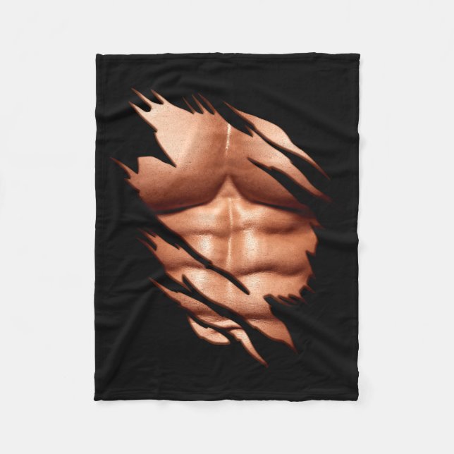 Ripped Abs Clic Funny  Fleece Blanket (Front)