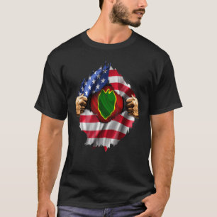 Ripped American Flag Hidden 24th Infantry Division T-Shirt