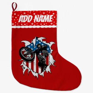 Ripped BMX Bicycle Large Christmas Stocking