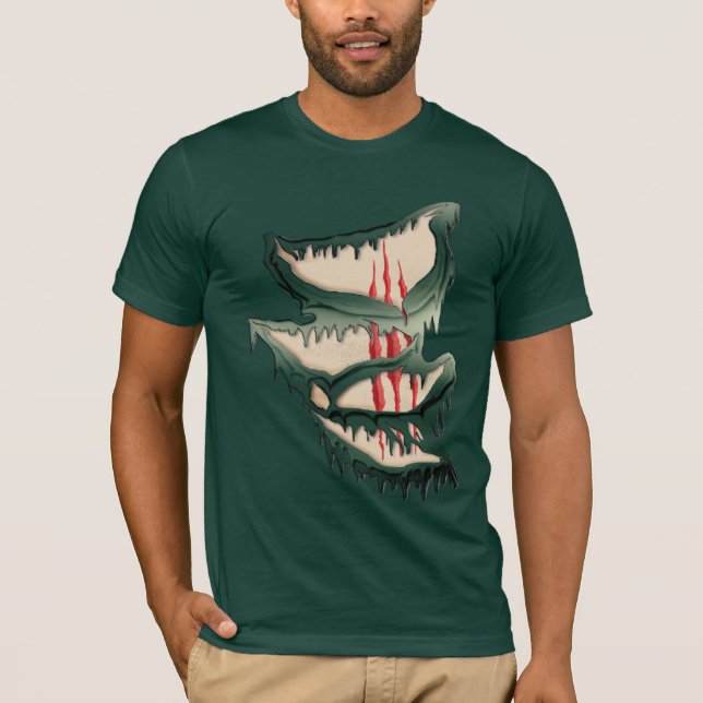 RIPPED CLAW SCRATCH Special-effects T-SHIRT (Front)