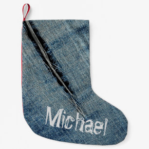 Ripped Denim - Personalizable Small Christmas Stocking
